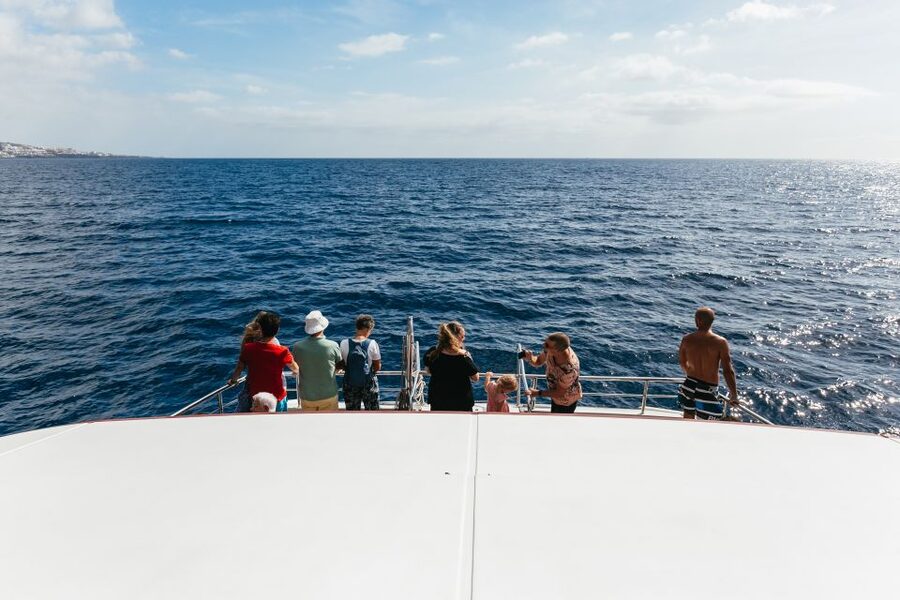 Adeje: Whale and Dolphin Watching Cruise with Lunch and Swim - What the boat feels like during a busy departure