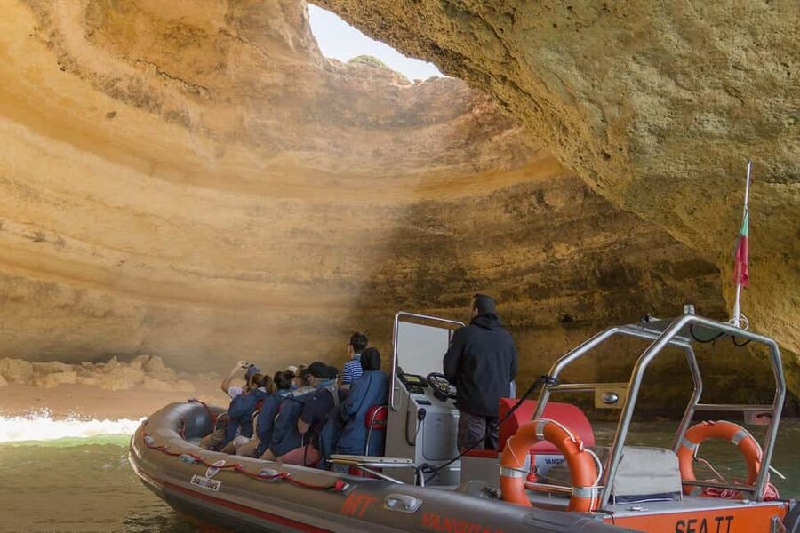 Albufeira: Dolphin Watching and Benagil Cave Boat Cruise - Entering Benagil Cave When Conditions Allow