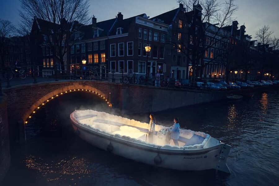 Amsterdam: Smoke & Cruise on covered Cannabis Boat With Bar - Fifteen Minutes Along Amsterdam’s Canals