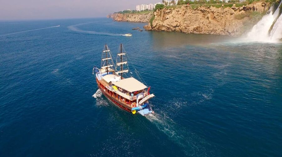 Antalya: Beach & Waterfalls Boat Trip w/ Lunch & Soft Drinks - Lara Beach and the first swim