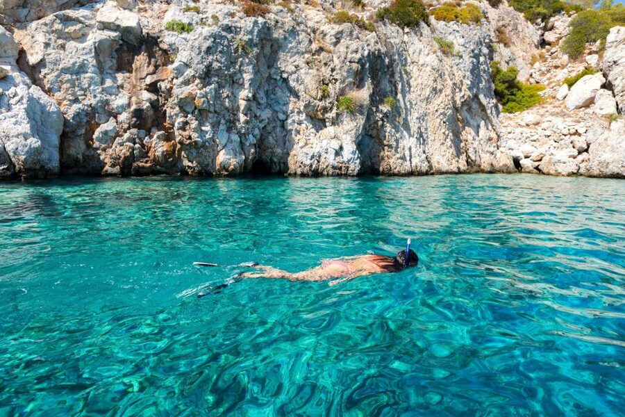 Athens: Islands Swimming Day Cruise. DJ, Lunch & Drinks inc. - Aegina: pistachios, port views, and optional history