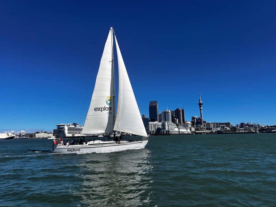Auckland Harbour 1.5-Hour Sailing Cruise - Leaving the harbor beneath Auckland’s skyline