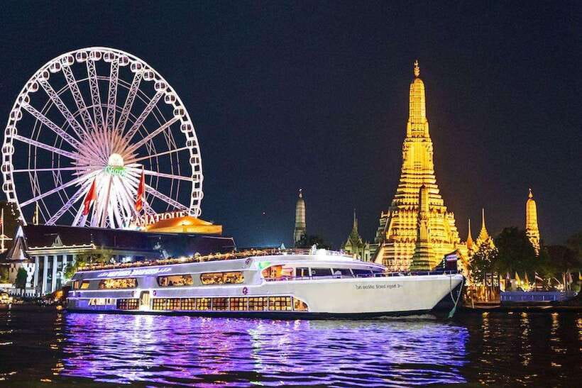 Bangkok: Luxury White Dinner Cruise Free Flow Beer and Wine - What passes by on the Chao Phraya