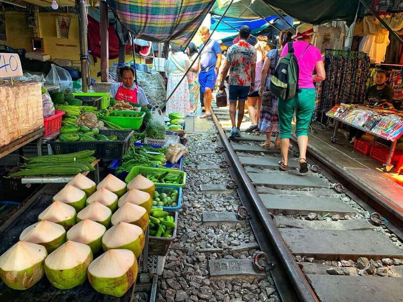 Bangkok: Train Market & Floating Market with Boat Ride - The Maeklong train moment