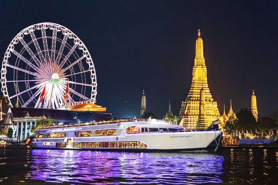 Bangkok: White Orchid Chao Phraya Dinner Cruise free Beer - Boarding at Asiatique or ICONSIAM