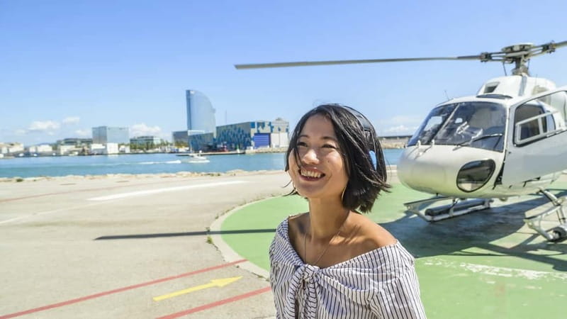 Barcelona: Helicopter Flight & Heliport Boat Transfer - Olympic Port, the Agbar Tower, and Port Forum