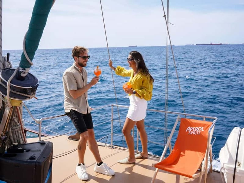 Barcelona Sailing Cruise - Choosing Your Seat on the Wooden Schooner