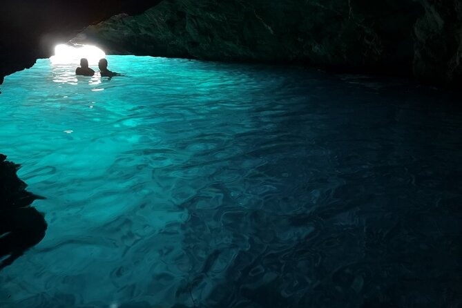 Blue Cave, Green Cave & Lopud Beach small group Speed boat Tour - Swimming into the Blue Cave