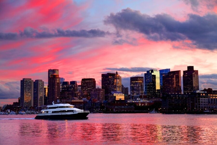 Boston: City Cruises Sunset Skyline Cruise with Commentary - Seeing the Custom House Tower from the harbor