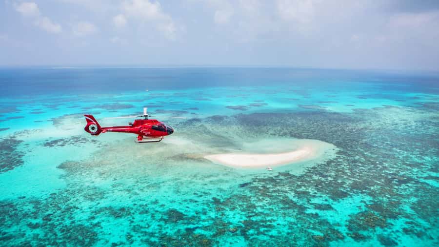 Cairns: Great Barrier Reef Cruise & Scenic Helicopter Flight - Lunch with steak, fish, prawns, and salads