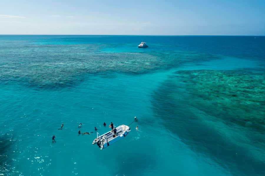 Cairns: Outer and Coral Cay Snorkel and Dive Cruise - Leaving Cairns on a fast 20-metre catamaran