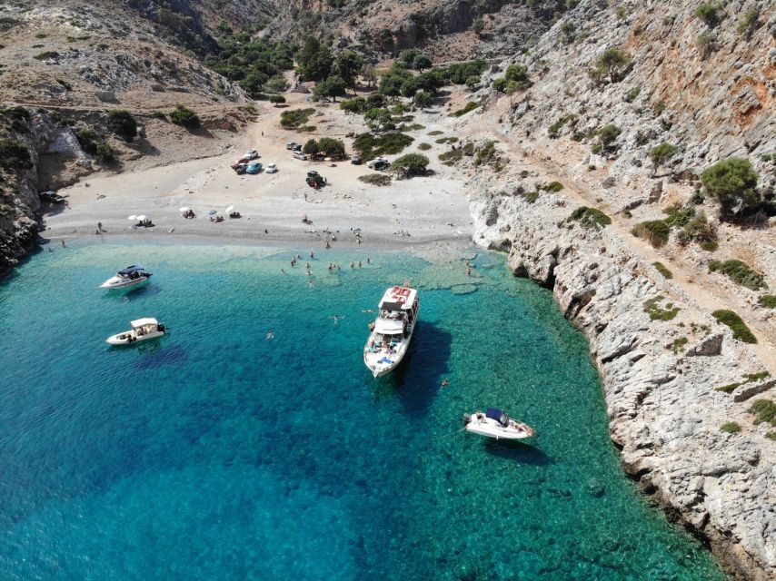 Chania: Menies Beach & Chironisia Bay Cruise with Snorkeling - Menies Beach combines clear water with ancient Crete