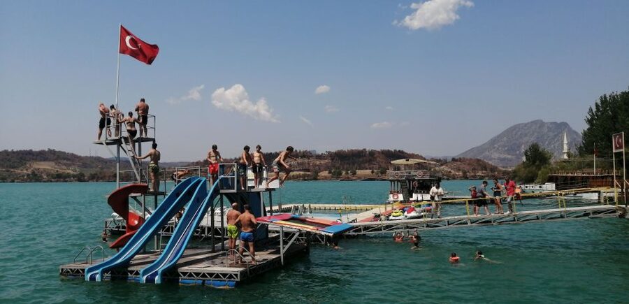 City of Side: Green Canyon Jeep Tour, Boat Trip & Waterfall - The Green Lake boat cruise and swim stop
