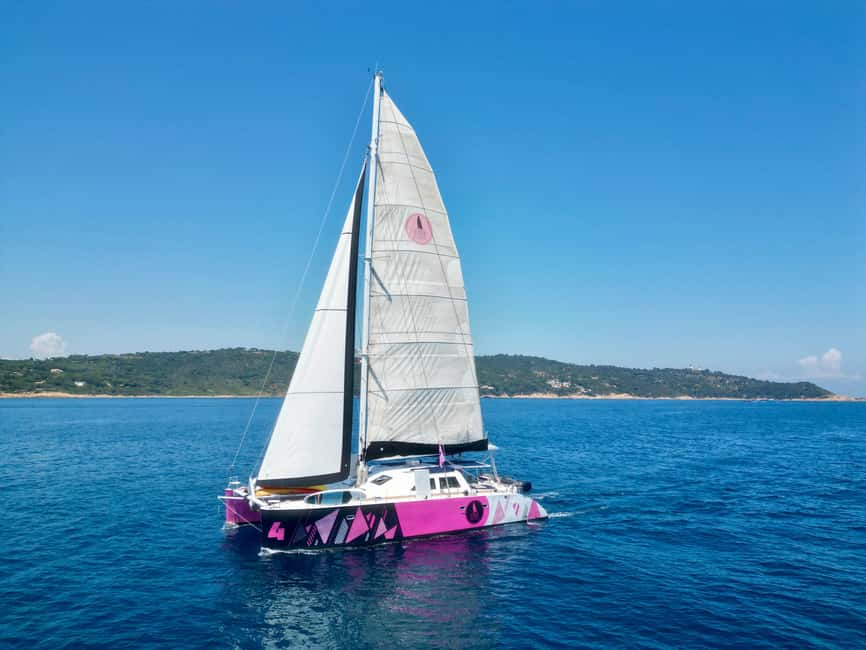Côte d'Azur: Half-Day Coastline Catamaran Sailing Tour - Boarding, the aperitif, and finding the right departure point