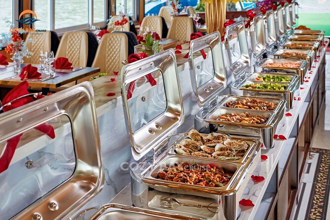 Cozy Bay Halong 5-Star Day Cruise, Buffet, Cave, Kayak, Swimming - Buffet lunch with a practical range of dishes