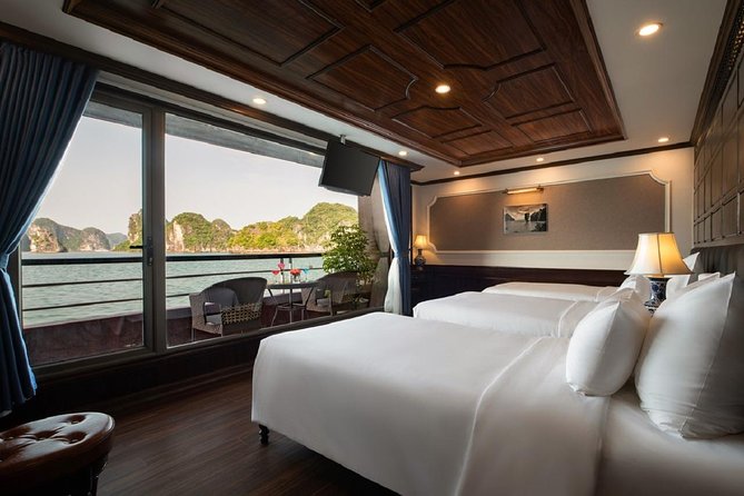 Doris Cruise 5 star cruise 2 days visiting Halong Bay Lan Ha Bay private balcony - Evenings on board, from cooking class to balcony time
