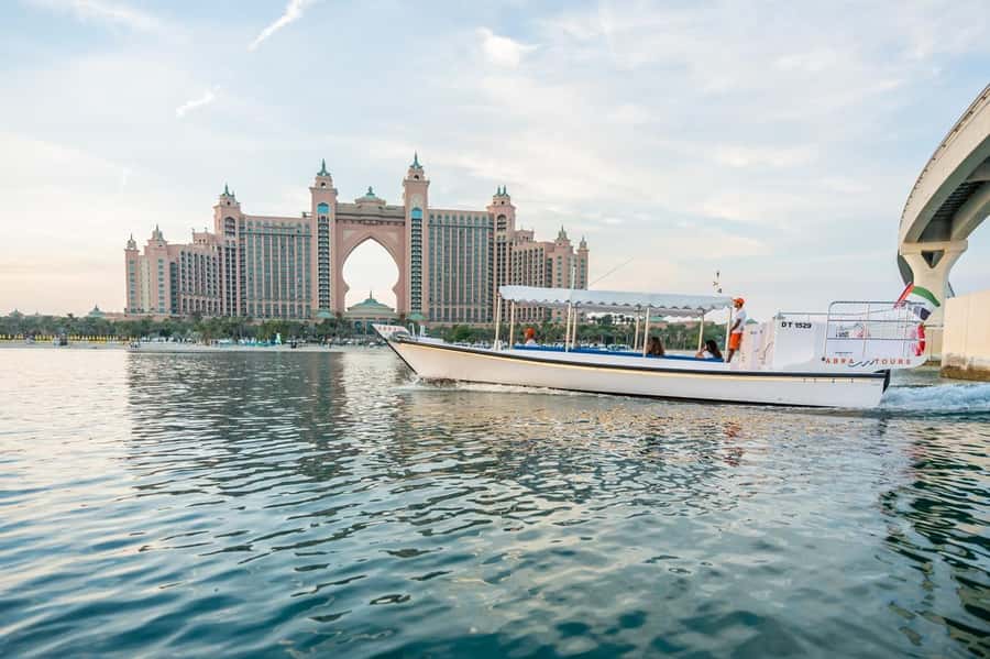 Dubai: Abra Boat Tour in Atlantis, Palm, Ain Dubai & Marina - Meeting at Dubai Harbour and getting aboard