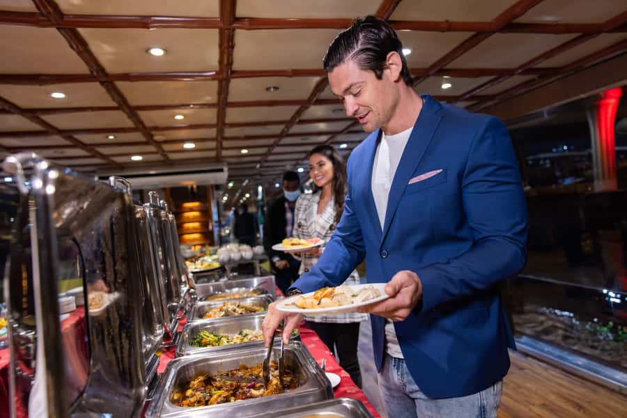 Dubai: Luxury Canal Dinner Cruise with Optional Transfers - Upper deck, seating, and drinks