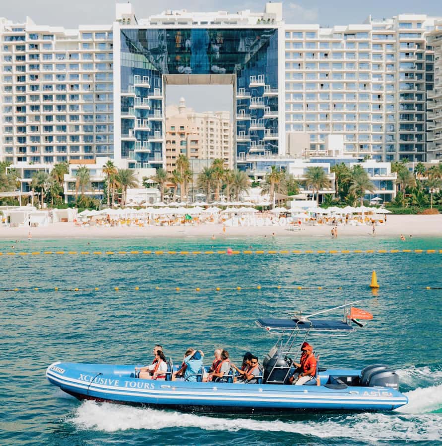 Dubai: Marina, Atlantis, Palm & Burj Al Arab Speedboat Tour - Palm Jumeirah from the water