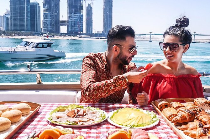 Dubai Marina Yacht Tour with Optional Breakfast or BBQ - Bluewaters Island and the Ain Dubai view