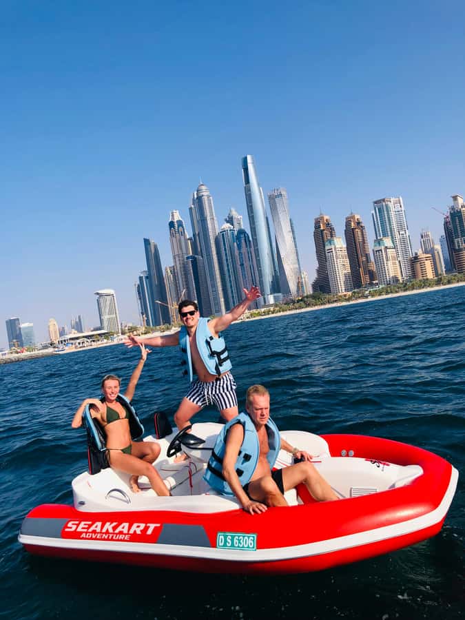 Dubai: Private Self-Drive SeaKart Jet Ski Boat Tour - Palm Lagoon swimming on the two-hour option