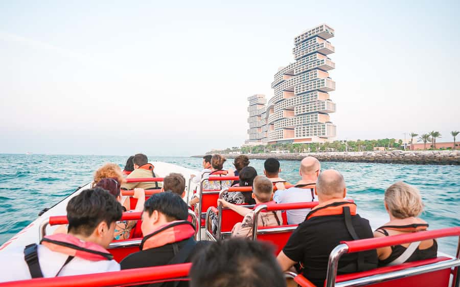 Dubai: Sightseeing Speedboat Tour with Live Tour Guide - Burj Al Arab from the water