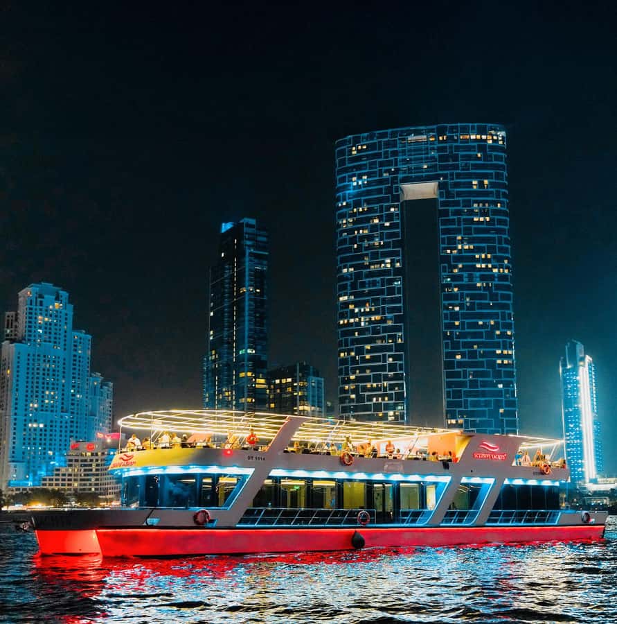 Dubai: Sunset or Dinner Cruise with Live Music & Open Bar - The yacht and your choice of deck