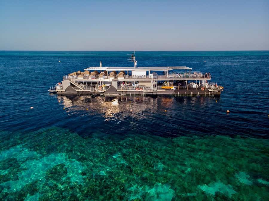From Airlie Beach: Great Barrier Reef Adventure Cruise - Arriving at the Reefworld pontoon