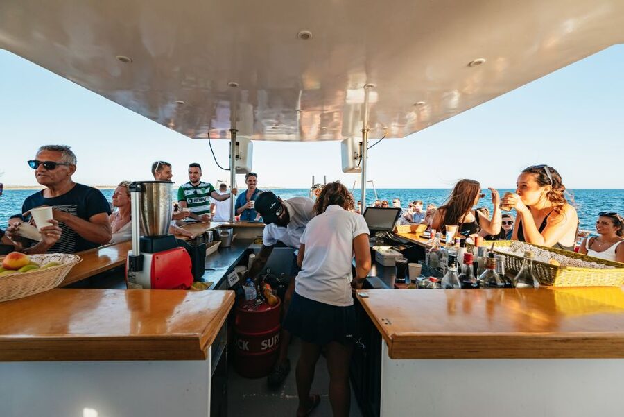 From Albufeira: Sunset Cruise and Beach BBQ with Open Bar - The fire show and trip back to Albufeira