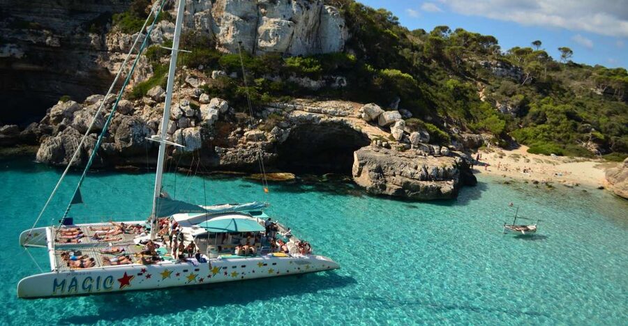 From Colònia de San Jordi : Catamaran Cruise to Es Trenc - The first long stop: water, masks, and beach views
