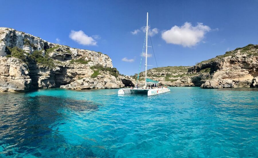 From Colònia de San Jordi : Catamaran Cruise to Es Trenc - Passing Cap Salines and the southeast coast