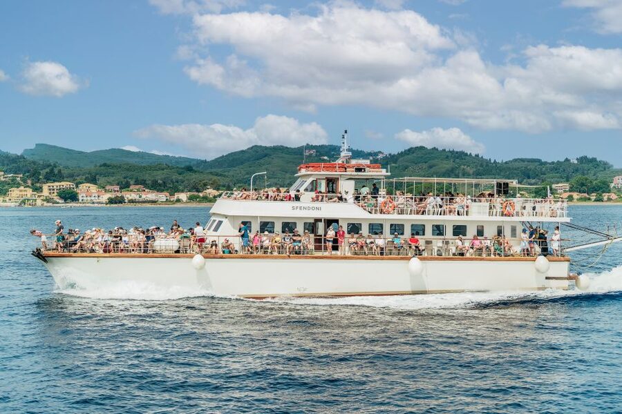 From Corfu Island: Antipaxos & Paxos Blue Caves Boat Cruise - The morning sail past Corfu’s castles and coast