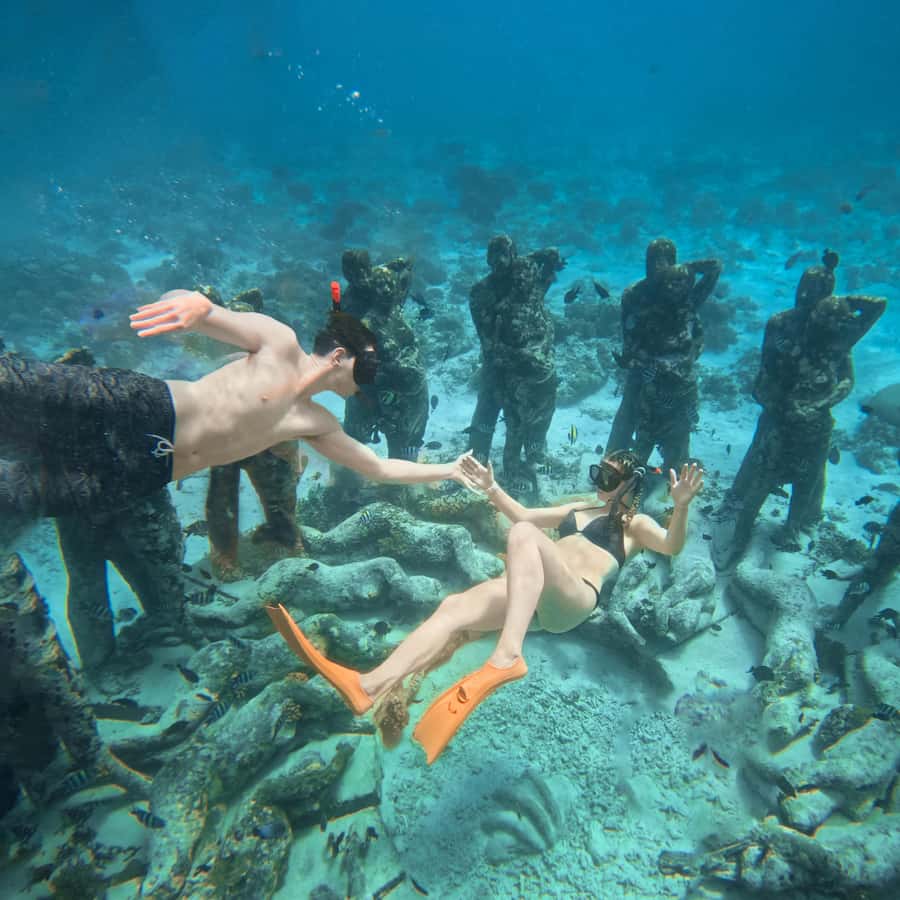 From Gili Trawangan: Gili Islands Snorkeling Boat Tour - The Nest statues: beautiful, famous, and often crowded
