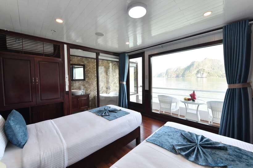 From Hanoi: 2-Day Halong Sapphire Cruise with Balcony Cabin - Sundeck views, spring rolls, and sunset