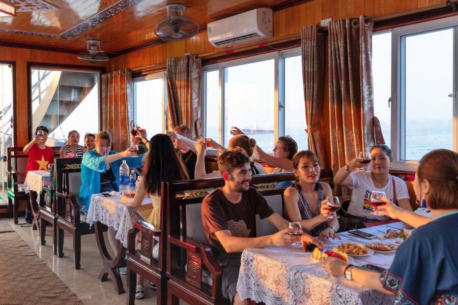 From Hanoi: Halong Bay Deluxe Cruise Day Trip - The return cruise and sunset from the upper deck