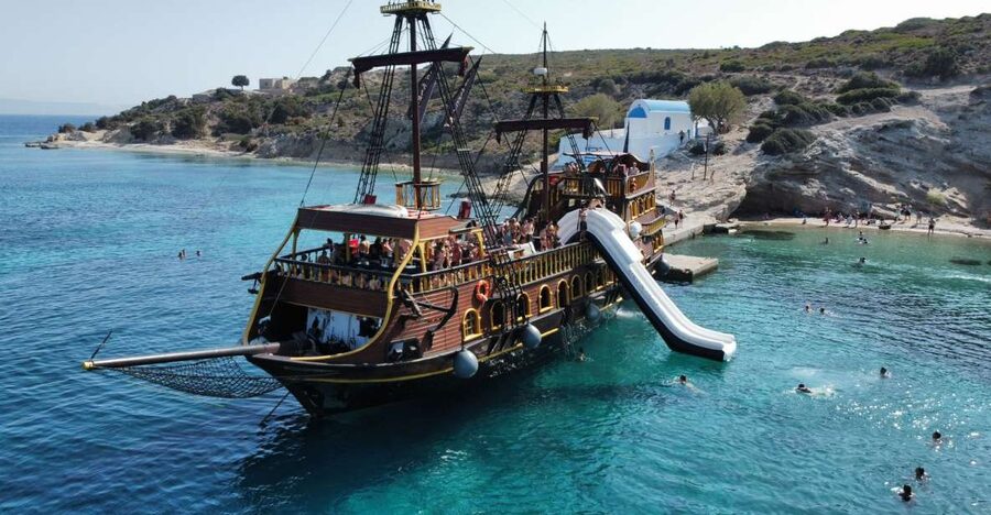 From Kos: 3-Island Pirate Cruise with Lunch and Waterslide - Greek lunch with three choices