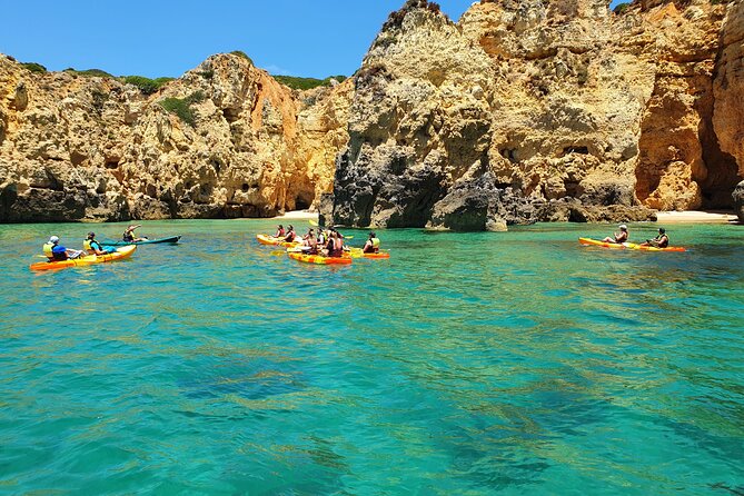 From Lagos: Kayak Tour of Ponta da Piedade Caves on Catamaran - The swim stop and coastal ride home
