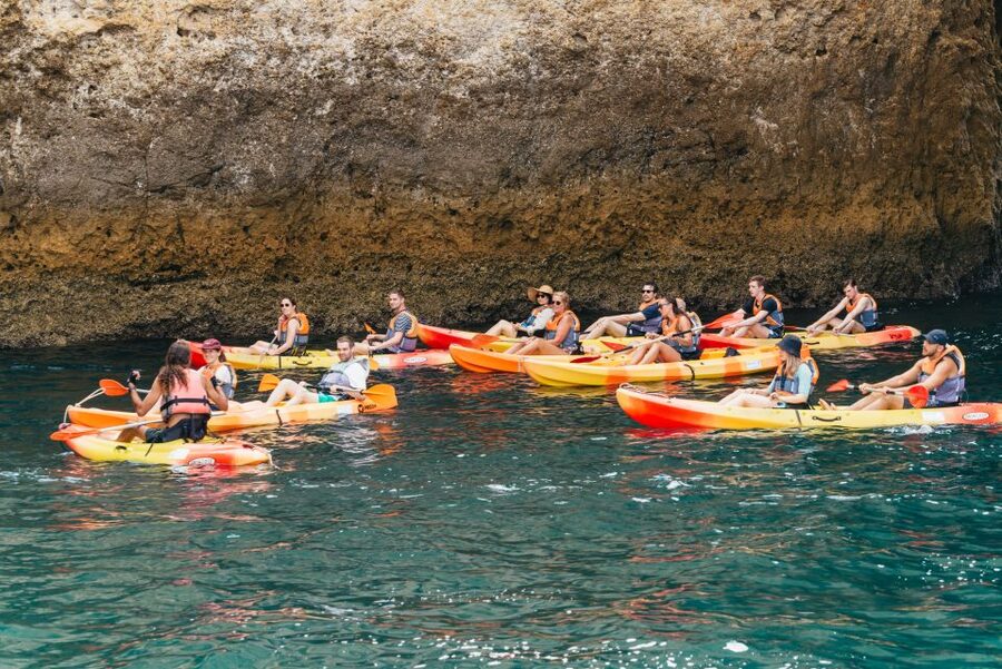 From Lagos: Kayaking and Boat Cave Explorer Tour - Getting into the kayak and learning the basics