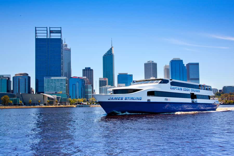 From Perth or Fremantle: Swan River One-Way or Return Cruise - Perth departure: skyline, Kings Park, and riverfront suburbs
