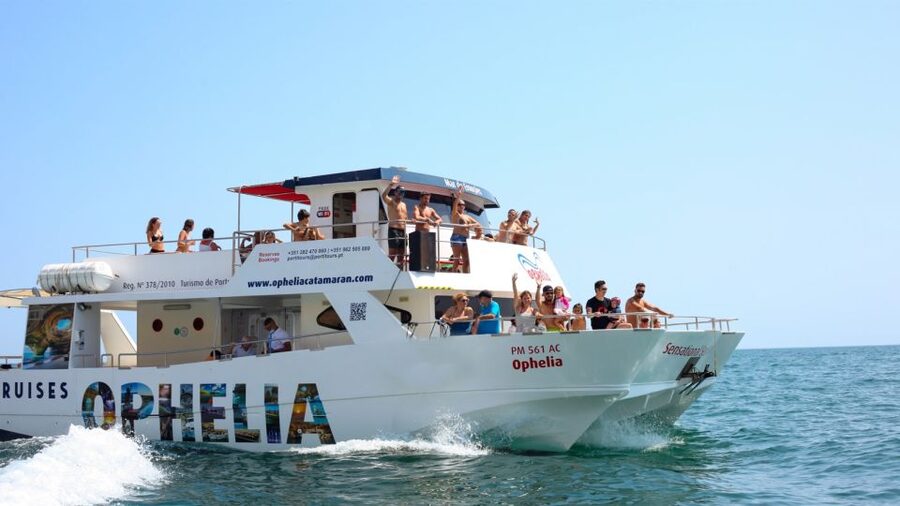From Portimão: Catamaran Cruise to Benagil Caves with BBQ - Reaching Benagil by dinghy
