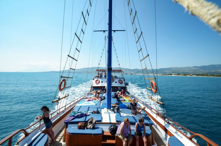 From the Port of Kos: Full Day Boat Cruise to 3 Islands - Finding the blue Odyssey boat in Kos harbor