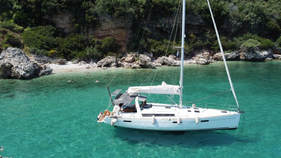 Gouvia: Corfu Island Sailing Trip with Snack and Soft Drinks - Barbati Beach: the first clear-water stop