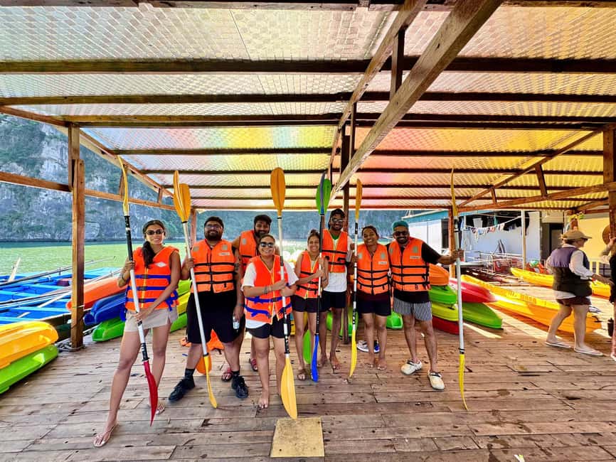 Halong Bay: Luxury Day Cruise w/ Pool, Kayak, Free Transfer - Lunch with limestone islands outside the windows