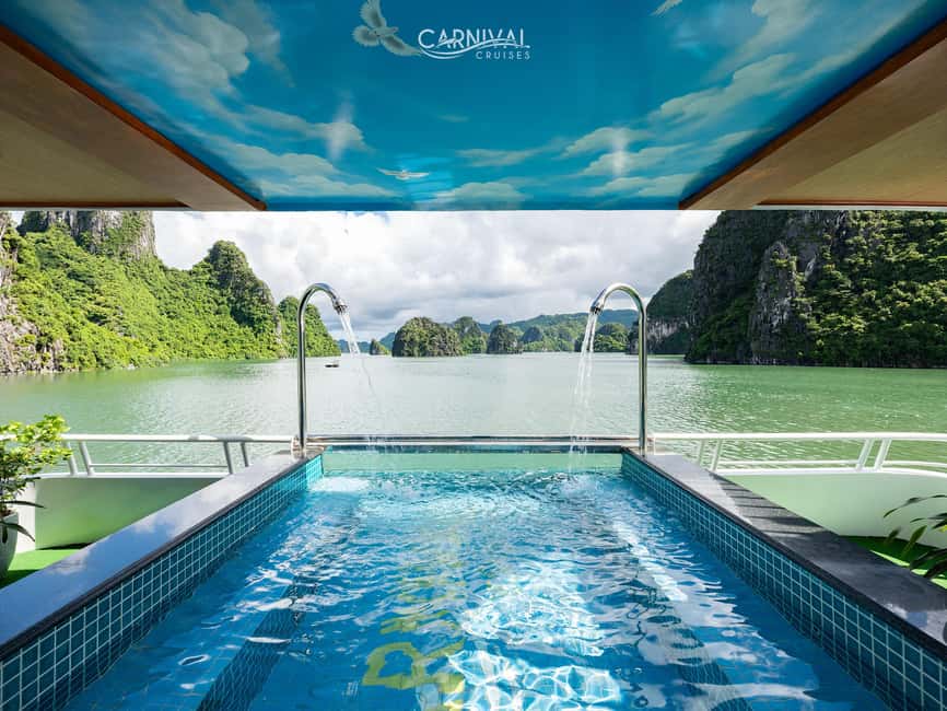 Halong Bay: Luxury Day Cruise w/ Pool, Kayak, Free Transfer - Titop Island, swimming, and the viewpoint
