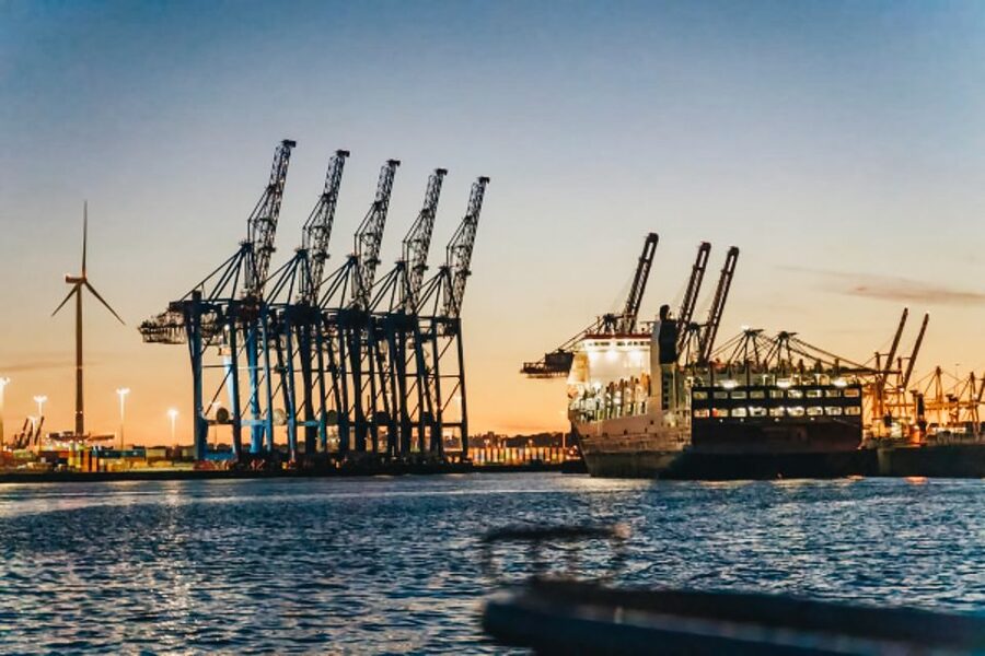 Hamburg: 1.5h Grand Harbor Evening Lights Cruise - Elbe beach, fish market, and Landungsbrücken