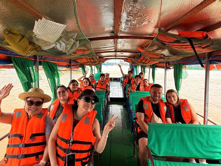 HCM: Authentic Mekong Delta - Boat, TukTuk, Khot Cake Making - Motorboat views and the first taste of delta life