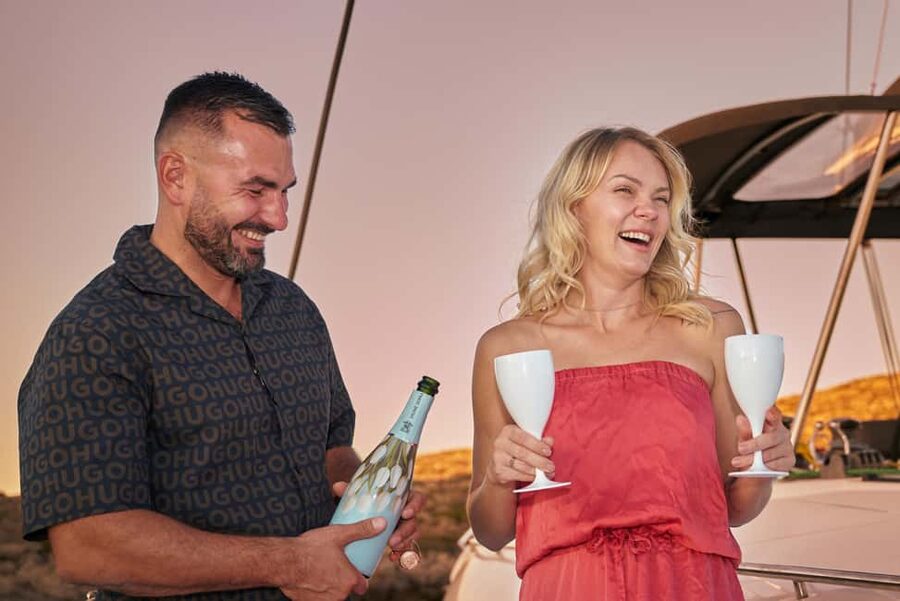 Hersonissos: Luxury Sunset Catamaran Cruise Sushi & Open Bar - Key points at a glance