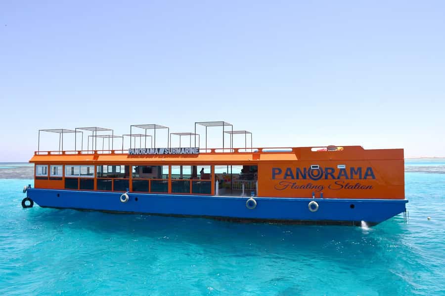 Hurghada: Panoramic Semi-Submarine Cruise with Snorkeling - From the viewing boat to the floating station