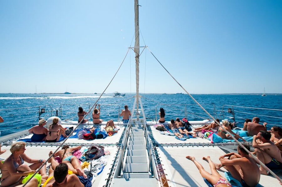 Ibiza: Catamaran Cruise to Formentera with Meal and Drinks - Finding your best place on deck
