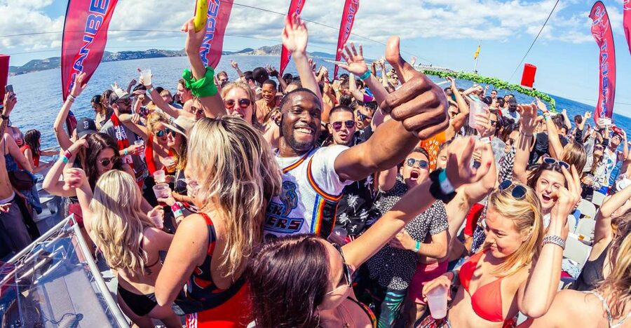 Ibiza: Ocean Club Boat Party with Premium Drinks, Food, & DJ - The swim stop in the Mediterranean